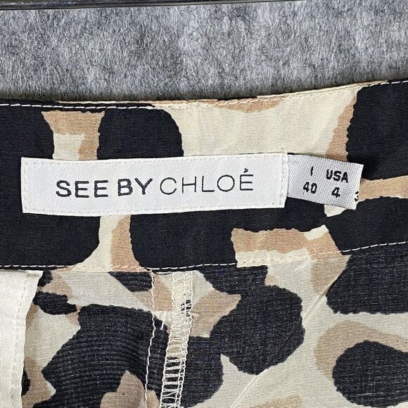 See by Chloe Mini Skirt Size US 4 Multicolor 100% Silk Leopard Animal Print - Picture 9 of 11